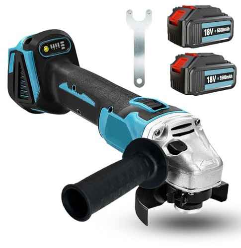 Akku Winkelschleifer Kompatibel mit Makita 18V Bürstenlos Ø125mm 10000 U/min Komplett-Set mit 2x 5500mAh Akkus & Lader - Akku Flex Trennschleifer zum Entfernen von Farbe,Polier,zum Schleifen