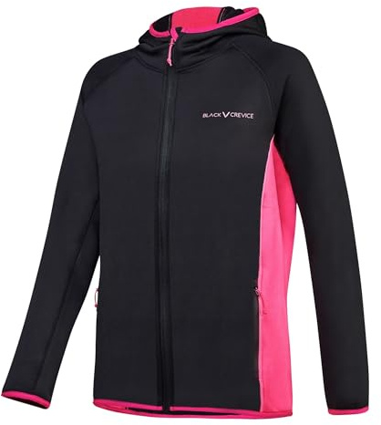 Black Crevice Damen Second Layer mit Kapuze I Power Stretch Jacke mit 95% Polyester & 5% Spandex I Atmungsaktiv, warm & bequem I Ideal für Outdoor-Aktivitäten