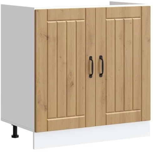 vidaXL Mobile Base Lavello Lucca Rovere Artigianale Legno Multistrato, Mobile Base Cucina, lavello Cucina Mobile Base, lavello Base