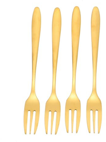 Cabilock Forchetta Per Torta 4 Pezzi Forchette Per Antipasto Stuzzicadenti A Tre Punte Forchette Per Lumache Da Degustazione Mini Da Dessert Oro Per