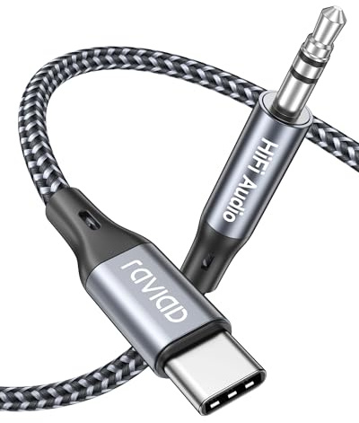 RAVIAD USB C auf Aux Kabel 1M, USB C auf Klinke Kabel 3.5mm Audio Aux Kabel USBC für iPhone 16/15pro/15plus/15pro max, Galaxy S24/S23/S22/S21 Ultra,Huawei P60/50/40, Home/Car Stereos