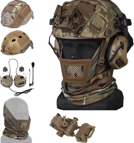 Casque tactique d'airsoft avec demi-masque rapide pour extérieur, CS, paintball, chasse, cosplay (T)