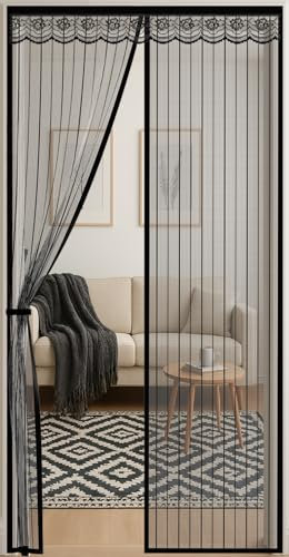 Magnet Fliegengitter Balkontür 120x220cm | Insektenschutz Tür ohne Bohren | 3.8cm Breites Klettband Fliegengittertüren, Insektenschutz Balkontür, Für Balkontür/Terrassentür, Schwarz