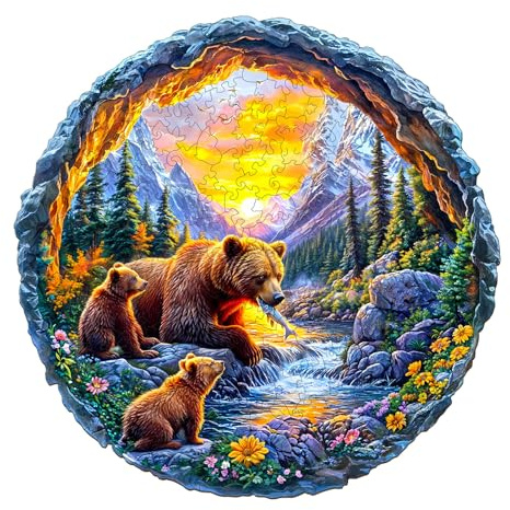 Individz Holzpuzzle für Erwachsene, Einzigartige Tierförmige Mamas Liebe Wooden Puzzle, Geburtstagsgeschenk Weihnachtsgeschenke für Familie Freunde (L-34*33.7cm-290 Stück)