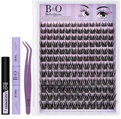 B&Q Cluster Lashes Kit Manga Lashes Cosplay Eyelashes Individual Kit 144pcs Spiky Lash Clusters C Curl 8-18mix Lash Clusters Soft & Comfortable Individual Eyelashes Bond Seal Remover（Butterfly Girl）