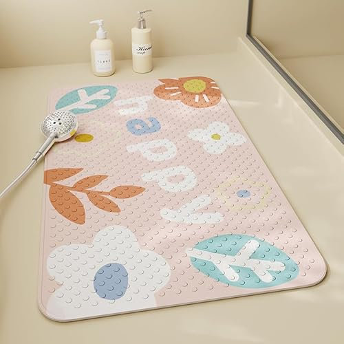 Antideslizante Bañera 40X70Cm Graffiti Rosado Alfombra Baño Ducha con Ventosas,para Bañera Infantil,Lavables A Máquina Suave Alfombra De Baño