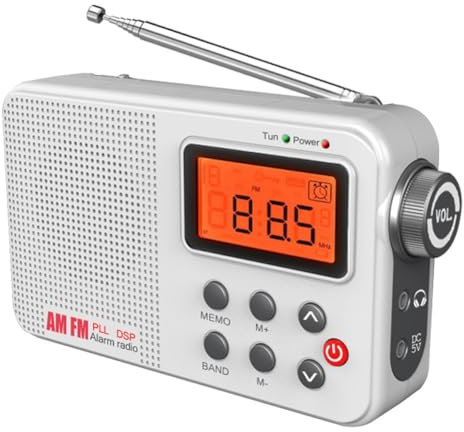 Faeymth Radio Retro con Pilas/Enchufable, Receptor FM, Am y SW, Pantalla LCD, Reloj Despertador, Radio Multibanda.