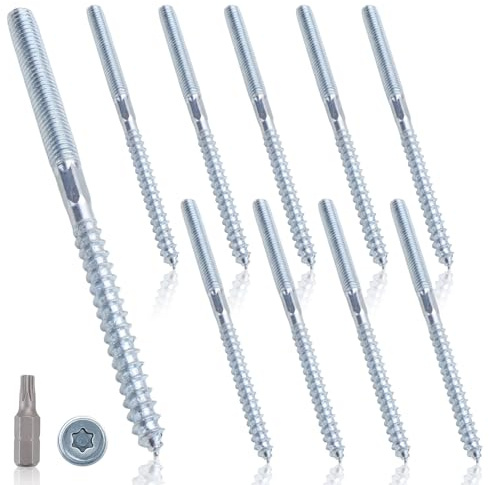 Stockschrauben M8 x 120mm Torx Stockschrauben Doppelgewindeschrauben M8 Doppelseitige Dübelschrauben aus Stahl Verzinkt Zubehör für Rohrschellenbefestigung Möbelmontage