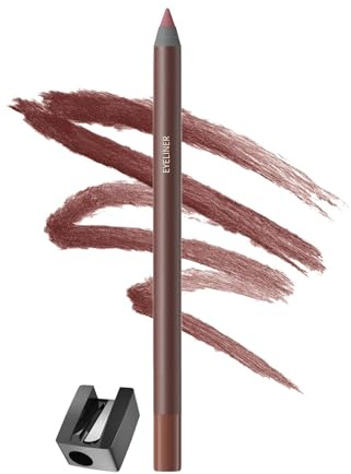 24 Stunden Wasserfester Eyeliner Pflaume, Eyeliner Wasserdichtes Bleistift, Mit Bleistiftspitzer, Schweißfest und Wischfest, Anfängerfreundlich, Hochpigmentierter Augenstift (#01)