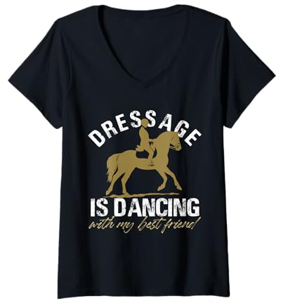 Womens Dressage Dancing Horse Rider Design V-Neck T-Shirt