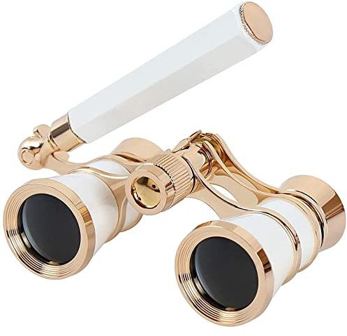 Opernglas Metall Retro, Kompakt & Leicht, Verstellbarer Griff Für Optimale Sicht, Ideal Für Erwachsene, Theater, Musicals, Klassische Optik (White)