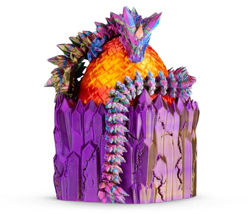 Distractibles Dragon Egg Mystery Box with Articulating Dragon & Crystal Rock Styled Collectible Container, Random Egg Color