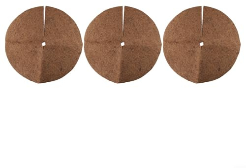 Drivstraw Coconut Mulching Discs 3 Pack for Planters and Pots, Natural Coconut Fiber Mat with High Water Retention, Fits 20-60 cm Diameter, for Garden, Balcony, Nursery,(60CM)