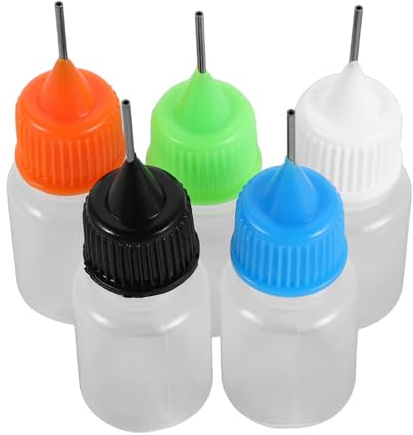 Healvian Flaconi Applicatori di Precisione Punta Conica 5 Ml, Set da 20 Bottiglie di Plastica Schiacciabili Trasparenti Tappo Ermetico, per Colla, Pittura Fai da Te e Lavori di Carta