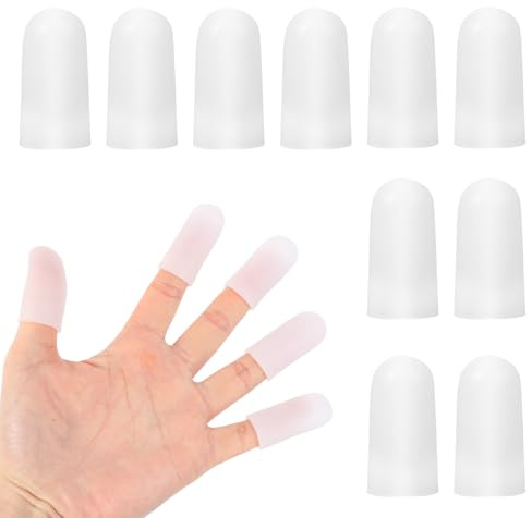 Tinoaly 10st Finger Sleeve Protectors, Silikon Finger Support Guard Återanvändbar Fingertop Protection Cots för Fingersprickor (Vit)