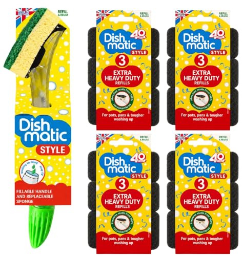 Dishmatic Style Washing Up Handle & 13 Heavy Duty Refills, FREYPAC Bundle
