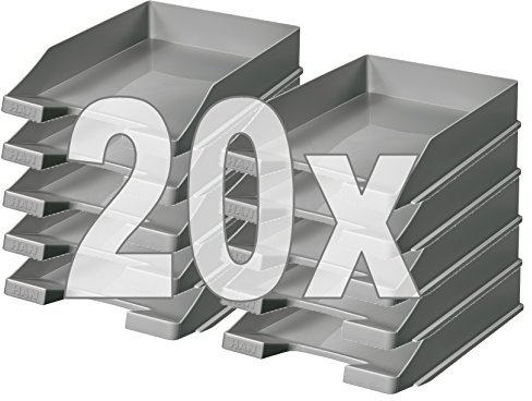 HAN Briefablage Klassik, 20 STÜCK Schreibtisch Organizer, Bürobedarf, Ablagefächer, Büromaterial, Briefkorb, Dokumentenablage, bis Format A4/C4, 1027-X-191, dunkelgrau