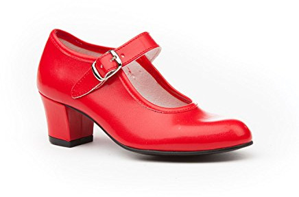 Zapatos Flamenca Para Niña y Mujer, Mod. 302, Calzado Made In Spain (32, Rojo)