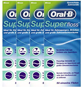 4x Superfloss mit Minze Zahnseide 50 Fäden