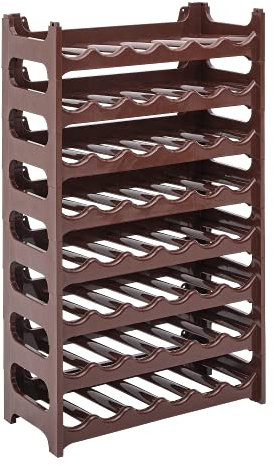 Novaliv Flaschenregal für 48 Flaschen aus Kunststoff, erweiterbar, Weinregal stapelbar, Braun, Getränkeregal Flaschen Regalsystem, Regal für Getränke, Flaschenschrank, Spirituosen Regal