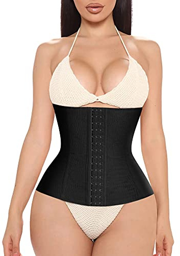 Bafully Womens Waist Trainer Corset Postpartum Recovery Belt Band Tummy Control Body Shaper (Black, L)