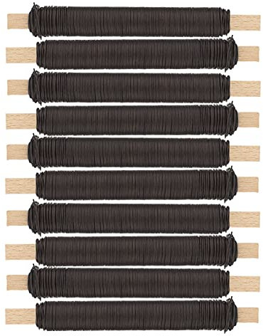 Inter Flowers GmbH Wickeldraht Sets -Bindedraht auf Holz gewickelt - Basteldraht Rostfrei Größen/Material Pflanzendraht Blumenwickeldraht Floristik Blumendraht (10, Braun lackiert 0,65 mm/38 m)