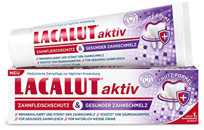 LACALUT aktiv Zahnfleischschutz & Gesunder Zahnschmelz 75ml - Medizinische Zahnpasta für starken Zahnschmelz, gesundes Zahnfleisch & natürlich weisse Zähne