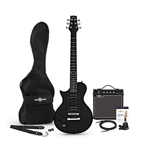 3/4 Linkshänder E-Gitarre mit 15W Verstärker & Zubehör schwarz