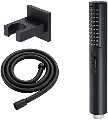 Black Square Hand-held Bathroom Shower Head Hand-held Two-function Shower Head leisurely (Color : Matt Black kit 1) (Matt Black Kit 2)