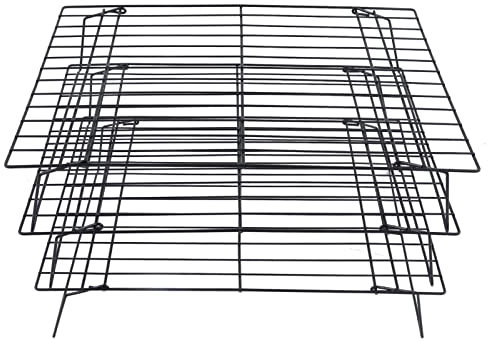 Rejilla de enfriamiento para hornear de 3 niveles, rejilla para hornear a cuadros antiadherente de hierro de 13 pulgadas para cocinar, secar, asar, postre, cafetería, galleta, pan, pastel