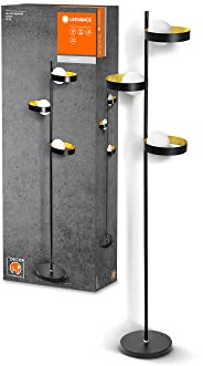 LEDVANCE DECOR Memphis Stehleuchte, schwarz/gold, mit G9 Sockel für den einfachen Austausch des Leuchtmittels, kann mit einfacher oder smarter Lampe bestückt werden, Schutzklasse IP20