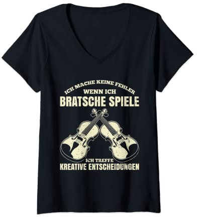 Damen Bratsche Spielen Viola Musik Bratschist Orchester Violist T-Shirt mit V-Ausschnitt