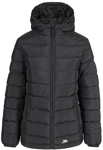Trespass Women's Padded Parka Jacket Casual with 2 Zip Pockets Elegant, Mid-Thigh Length, Black, XXS