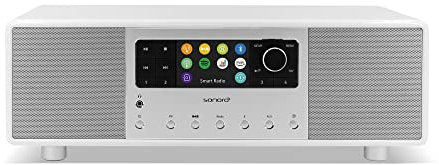 sonoro Primus Internetradio mit Bluetooth (Spotify, Deezer, Podcasts, FM/UKW, DAB Plus, WLAN, AUX-In, Holzgehäuse) Stereoanlage Weiß