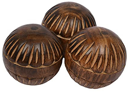 EDHAS Dekorative runde Kugeln aus Mangoholz, 3 Stück, für Tafelaufsatz oder individuellen Gebrauch, ideal für den Einsatz in Tablett, Schüssel oder Korb