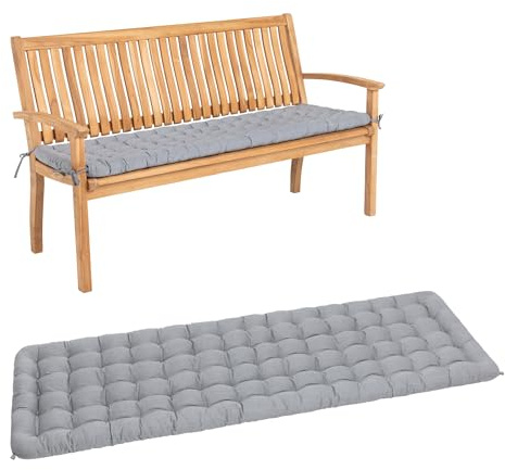HAVE A SEAT Living - Gartenbank Auflage 150 cm - Bequeme Bankauflage Outdoor, 7 cm Dick - Waschbar bis 95°C, Orthopädisch, Wetterfest - Made in Germany (150x48 cm, Hellgrau)