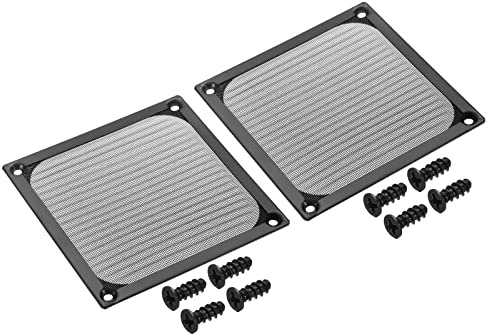 PATIKIL 120mm Fan Filter Grills with Screws, 2 Pack Aluminum Frame Stainless Steel Mesh Dustproof Cover for Computer Case, Black