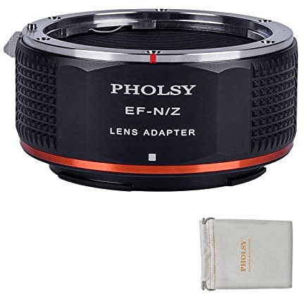 PHOLSY Adaptador Objetivos Enfoque Manual Compatible con Objetivos Montura Canon EOS EF EF-S y Cuerpo Cámara Nikon Z para Nikon Zfc, Z30, Z9, Z8, Z6, Z7, Z5, Z50, Z6II, Z7II