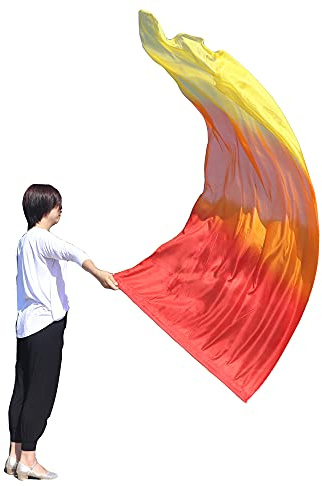 Winged Sirenny Ligera Bandera Flex de Seda para Danza 89x178 cm, Estandarte Pintado a Mano, para Baile Espiritual, Tribal, Fusión y Performance. Incluye Vara Flexible Portátil