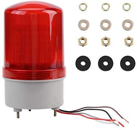 Balise Lumineuse, Ampoule D'avertissement D'urgence à LED Rouge, Lampe de Balise Rotative Silencieuse AC220V Nécessite un Montage M4, Lumières Stroboscopiques D'urgence