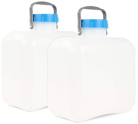 wamovo 2X Weithalskanister 10 Liter weiß Wasserkanister mit Bügelgriff, Stopfen DIN 96