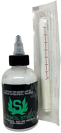 Stencil Stuff Abzugsflüssigkeit 125 ml Abzugscream Schablone/Skizze Transfer + 1 Hautschreiber (Skinmarker/Hautstift/Hautmarkierungsstift)