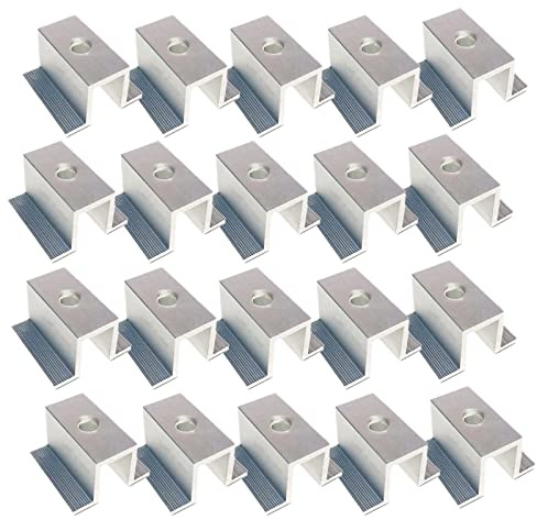 20 Stück PV Solarpanelen Aluminium Mittelklemme Solarpanelen n Halterungen Befestigung Solarmodul Für Solarpanel für Modulhöhe 30-50 mm Solarmodul Klemme zur Montage von Aluminiumprofilen 20 mm