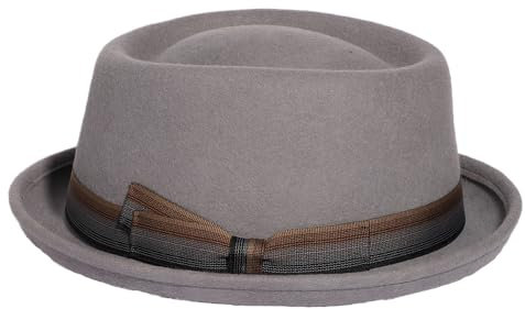 Pork Pie Hut Breaking Bad Hüte Porkpie Hüte Wollfilz Heisenberg Hut Herren Krempe Hüte Fedora, Grau, MEDIUM