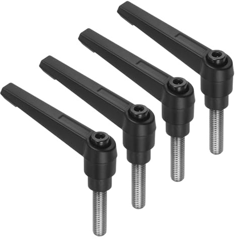 sourcing map Lot de 4 poignées à levier de serrage, M8 x 30 mm, goujon mâle fileté en acier inoxydable 304, poignées réglables, verrouillage rapide, bouton poussoir, bouton poussoir, noir