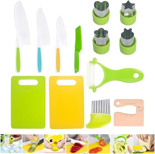 Toddler Kids Plastic Safe Knife Kitchen Cooking Set Kid Safe Kitchen Set Montessori Kitchen Tools for Toddlers-Kids Cooking Sets Kitchen Set for Toddlers 3-5