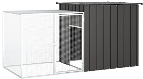 LAPOOH Kaninchenkäfig Anthrazit 200x91x100 cm Verzinkter Stahl, Hamsterkäfig, Hasenkäfig, Kaninchenstall, Meerschweinchen Gehege, Meerschweinchen Käfig, Laufstall