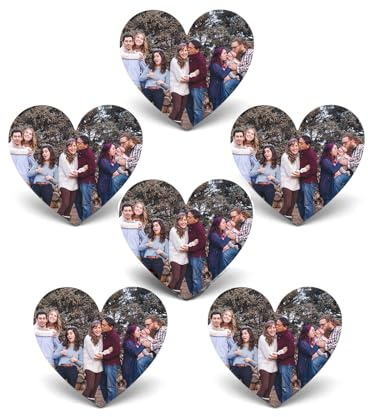 Lpraer 6 Stück Personalisierte Foto Kühlschrankmagnete Fotomagnet Fotorahmen Bilderrahmen Fotogeschenk für Küche, Zuhause, Schule, Klassenzimmer, Whiteboard, niedliche Dekoration (Herz)