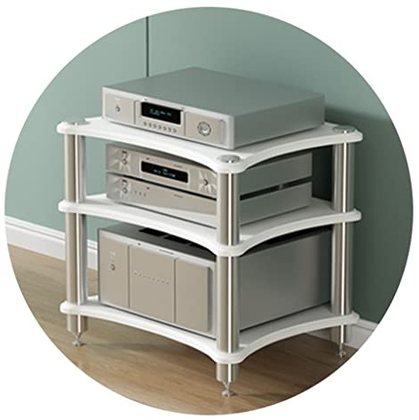 HiFi-Rack AV-Regal 1/2/3/4-Tiers TV-Ständer TV-Schrank HiFi-Verstärkerschrank Geräteschrank Lautsprecher-Rack Verstärker-Rack (Color : Weiß, S : 60 * 48 * 62cm(3Tier))