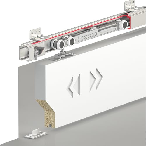 Decoranddecor TS-Slide Top Hung Sliding Door Rail Kit - One Way Soft Close (180cm, 1 Door)